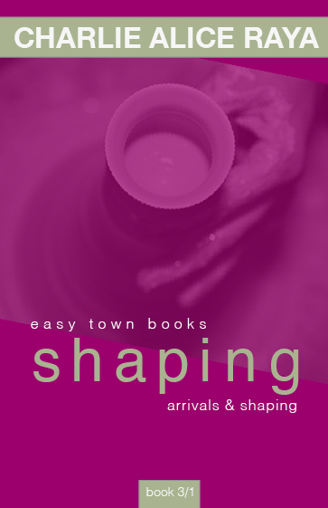 book 3/1, shaping, Charlie Alice Raya, book cover, plum coloured, hand working on clay vase